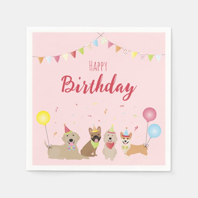 Happy Birthday Dog Party Napkins (Front)