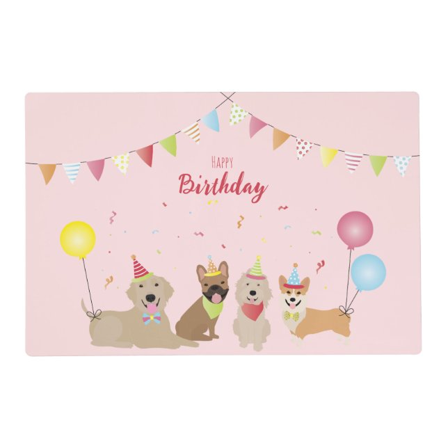 Happy Birthday Dog Party Placemat (Front)