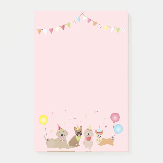 Happy Birthday Dog Party Post-it Notes (Front)