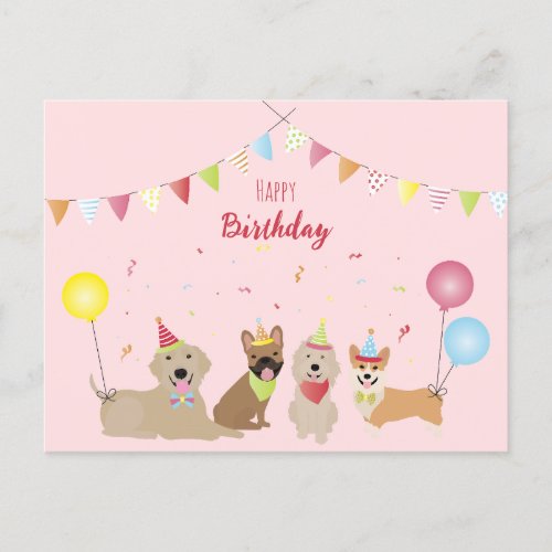 Happy Birthday Dog Party Postcard