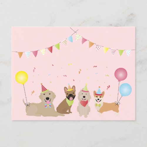 Happy Birthday Dog Party Postcard