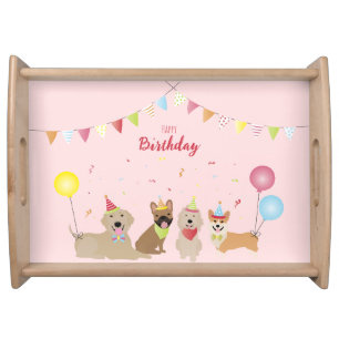 Happy Birthday Dog Party Serving Tray
