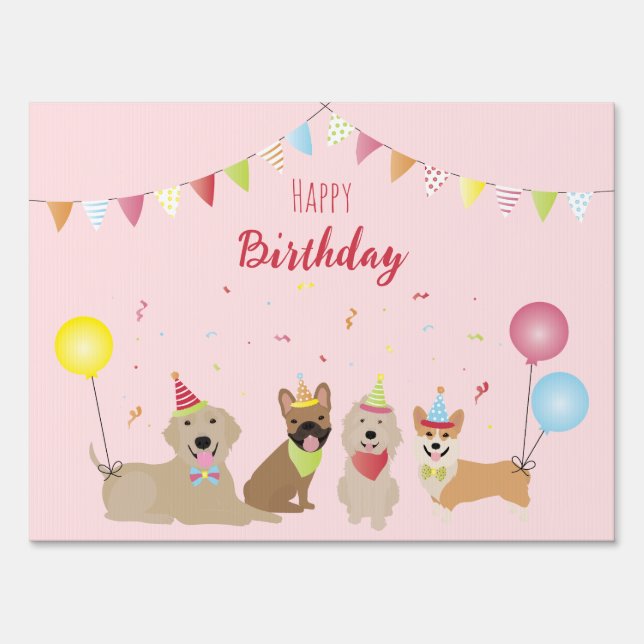 Happy Birthday Dog Party Sign (Front)