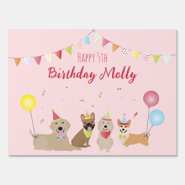 Happy Birthday Dog Party Sign (Front)