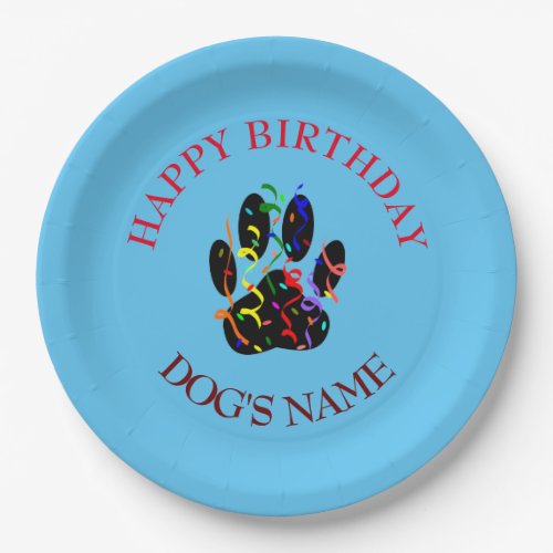 Happy Birthday Dog Paw Confetti Paper Plates
