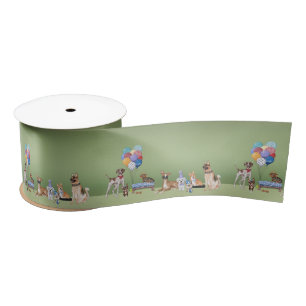 Happy Birthday Dog Theme Party Satin Ribbon
