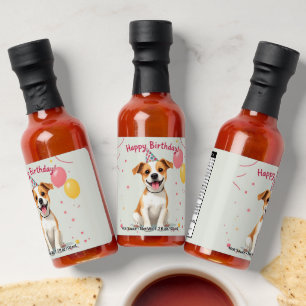 Happy Birthday Dog with Party Hat & Balloons Hot Sauces