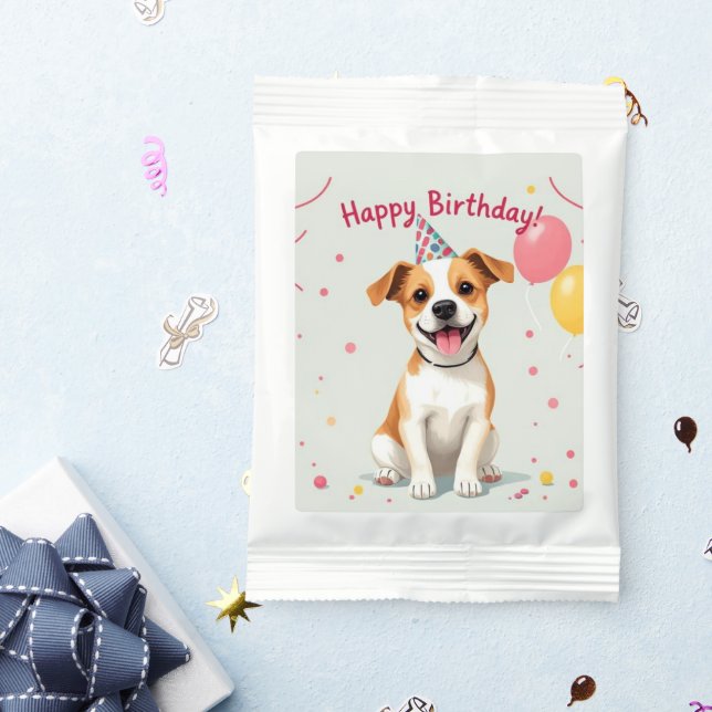 Happy Birthday Dog with Party Hat & Balloons Margarita Drink Mix (Packets)