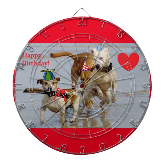 happy birthday dogs dart board (Front)