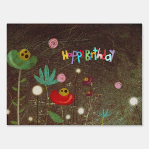 Happy Birthday Doll Cat Yard Sign