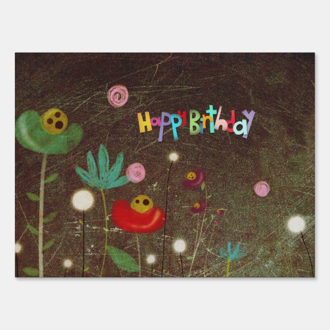 Happy Birthday Doll Cat Yard Sign (Front)