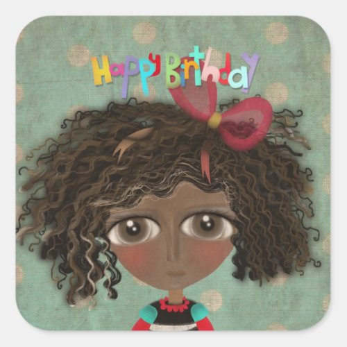 Happy birthday Doll Sunkissed Square Sticker