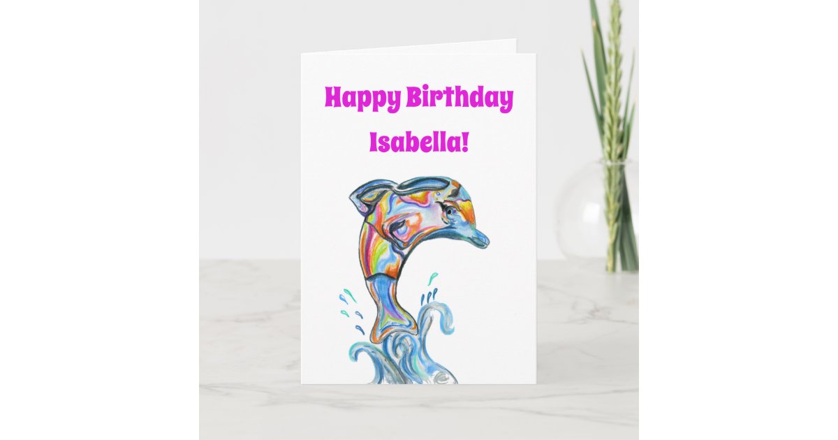 Happy Birthday Dolphin Illustration Card | Zazzle.com