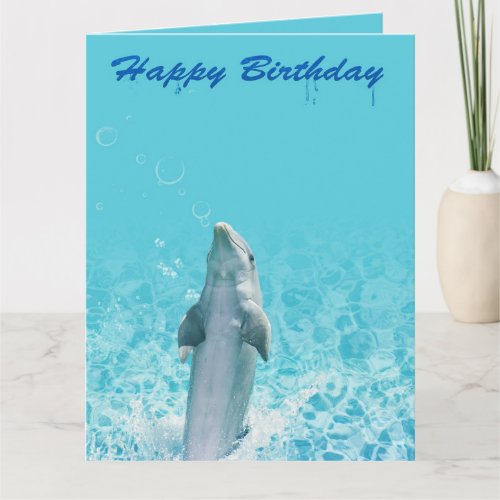 Happy Birthday Dolphin In Water Card