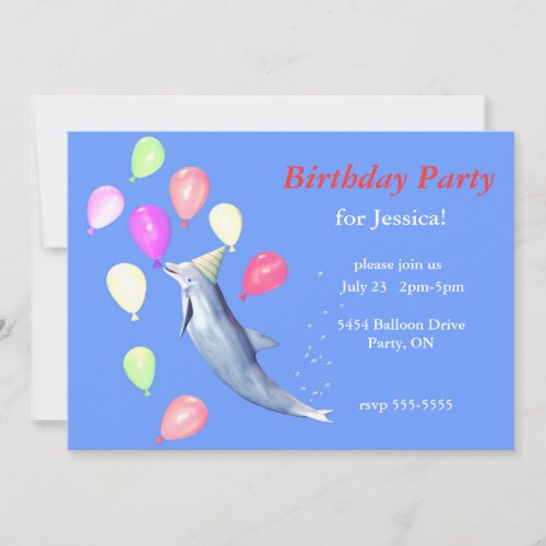 Happy Birthday Dolphin Invitation