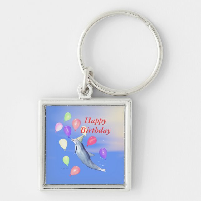Happy Birthday Dolphin Keychain (Front)