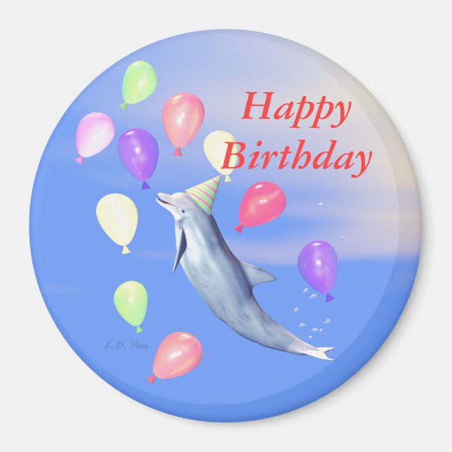 Happy Birthday Dolphin Magnet (Front)