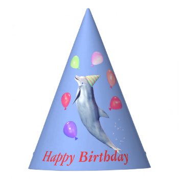 Happy Birthday Dolphin Party Hat by Peerdrops at Zazzle