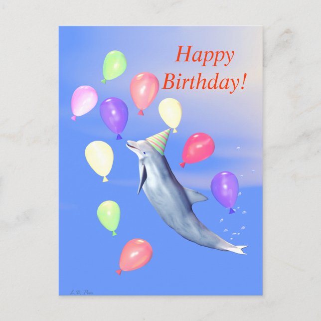 Happy Birthday Dolphin Postcard (Front)