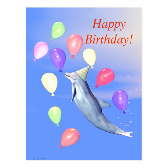 Happy Birthday Dolphin Postcard | Zazzle.com