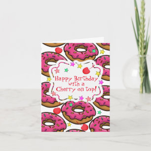 Happy Birthday Donuts Sprinkles Cherry on Top Card