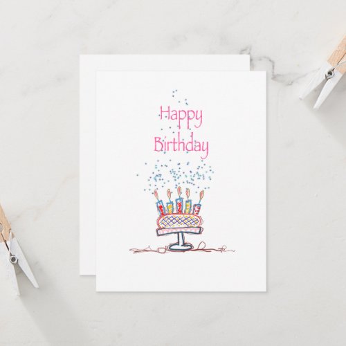 Happy Birthday Doodle Cake Card