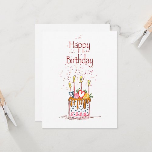 Happy Birthday Doodle Cake Card