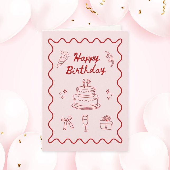Happy Birthday Doodle Folded Greeting Card (Creator Uploaded)