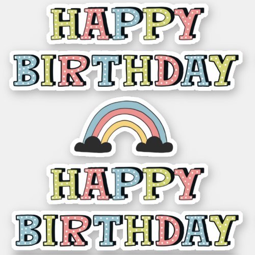 Happy Birthday Doodle Rainbow Sticker
