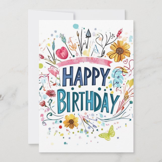 Happy Birthday & Doodles Birthday Invitation (Front)