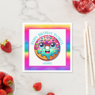 Happy Birthday doughnut add date girls  Napkins