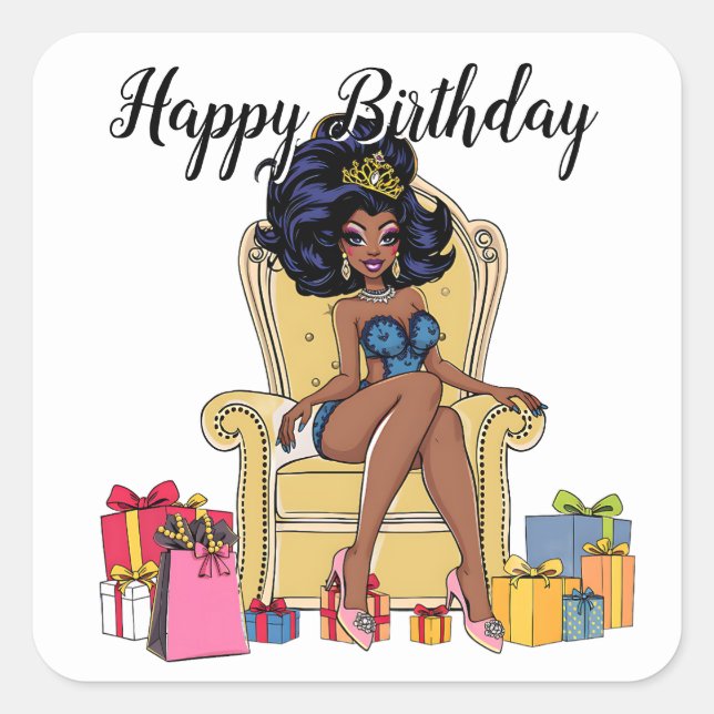 Happy Birthday Drag Queen Square Sticker (Front)