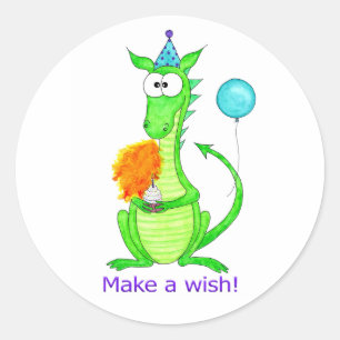 Happy Birthday Dragon Classic Round Sticker