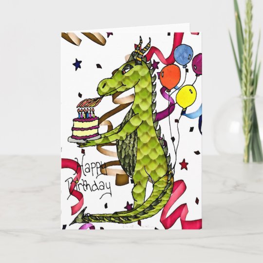 Happy Birthday Dragon lighting Candles Card