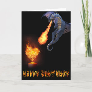 Happy Birthday Dragon Lover Fire Heart Card