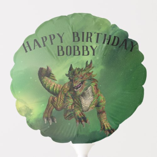 Happy Birthday Dragon Space Personalize Custom Balloon