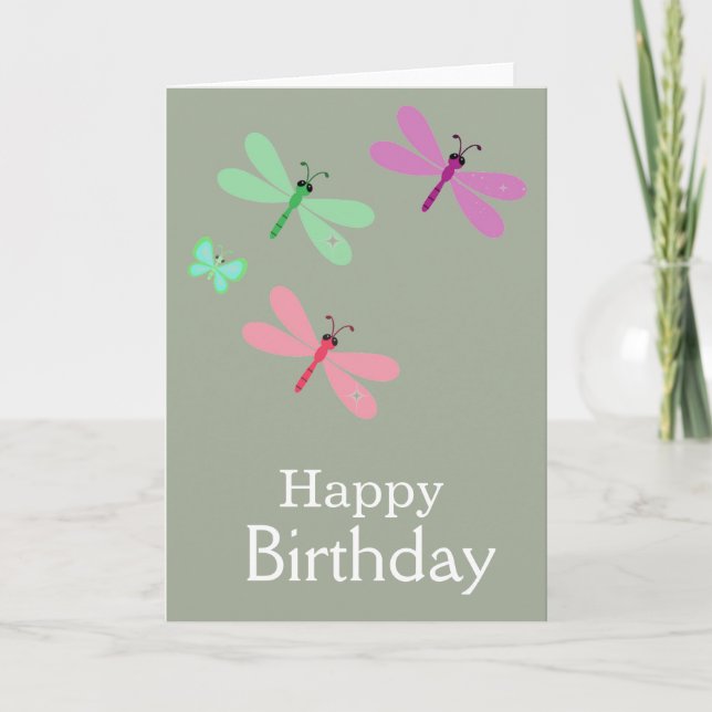 Happy Birthday Dragonflies Card (Front)