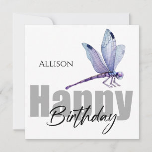 Happy Birthday Dragonfly Personalized Name Card