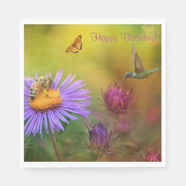 Happy Birthday Dreamy Garden Napkins (Front)