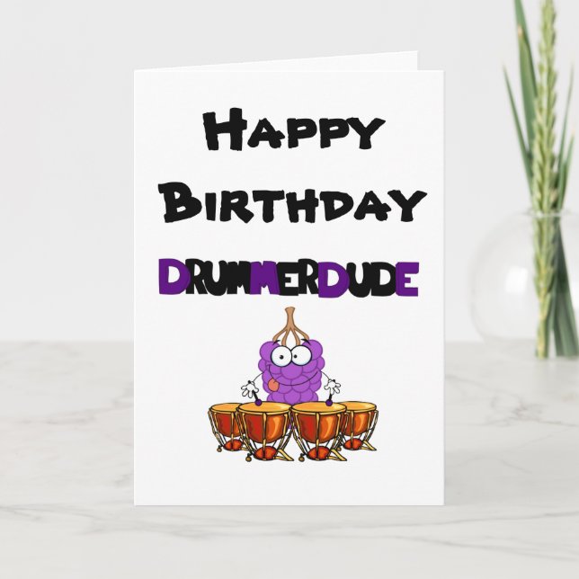 Happy Birthday Drummer Dude Card (Front)