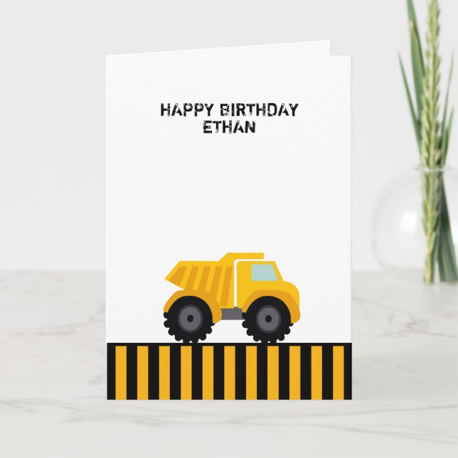 Happy Birthday Dump Truck First Birthday Card (Front)