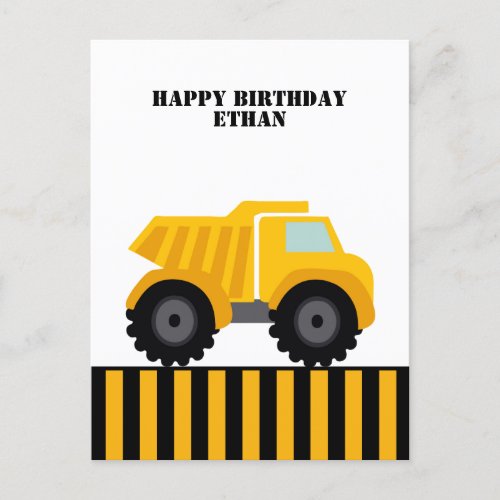 Happy Birthday Dump Truck First Postcard