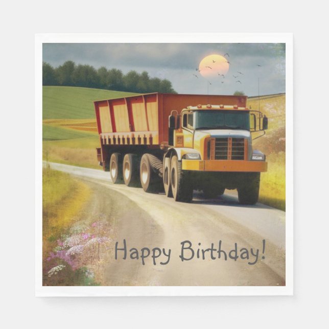 Happy Birthday Dump Truck Napkins (Front)