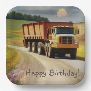 Happy Birthday Dump Truck Paper Plates