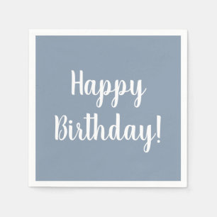 Happy Birthday Dusty Blue Birthday Party Napkins