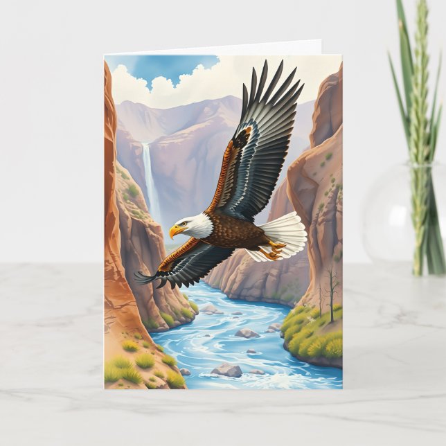 Happy Birthday | Eagle Soaring over Canyon Card (Front)