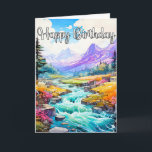 Happy Birthday Early Springtime Outdoors Card<br><div class="desc">This vibrant birthday greeting card features a vibrant illustration of beautiful day outdoors,  on an early Spring morning. Please feel free to adjust all the available options as you wish.</div>