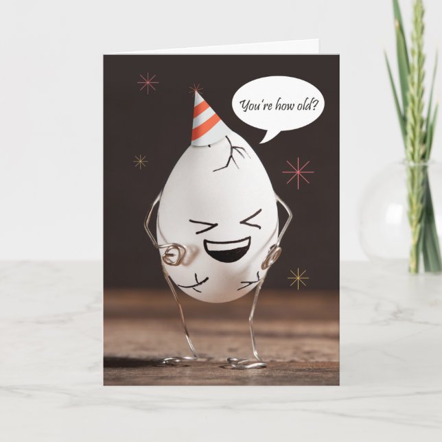 Happy Birthday Egg Cracking Up About Age Humor Holiday Card (Front)