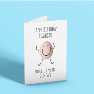 Happy Birthday Egghead Funny Customisable Card