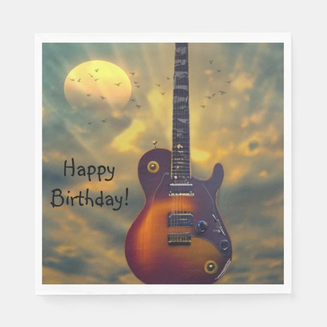 Happy Birthday Electric Guitar Napkins (Front)